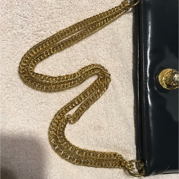 Vintage Ruth Saltz Patent Leather Hinged Opening Cougar pull Tab Navy Blue - Picture 9 of 12